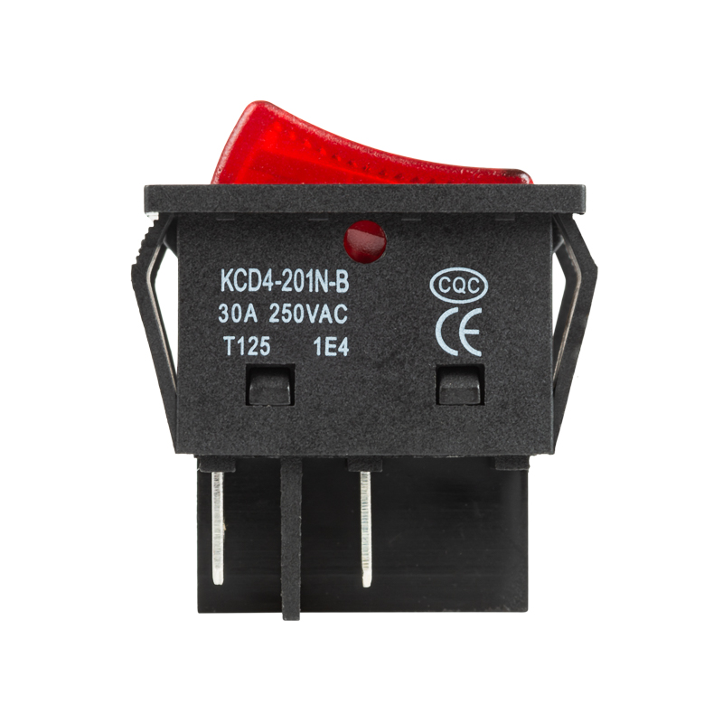 Выключатель клавишный 250V 30А (4с) ON-OFF красный с подсветкой REXANT 36-2346