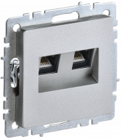 BRITE Розетка двойная RJ11+RJ45 кат.5E РК/Т12-БрА алюминий IEK BR-KT20-O-1-K47