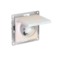 Розетка ATLASDESIGN с заземлением со шторками с крышкой 16А IP20 механизм жемчуг Systeme Electric ATN000446