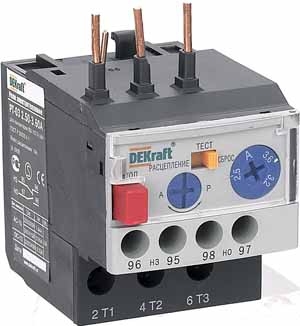 Реле электротепловое для контакторов 09-18A 0.25-0.36А РТ-03 Dekraft 23103DEK