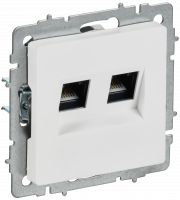 BRITE Розетка компьютерная двойная кат.5E RJ45 РК10-2-БрАБ арктический белый IEK BR-K20-1-K91