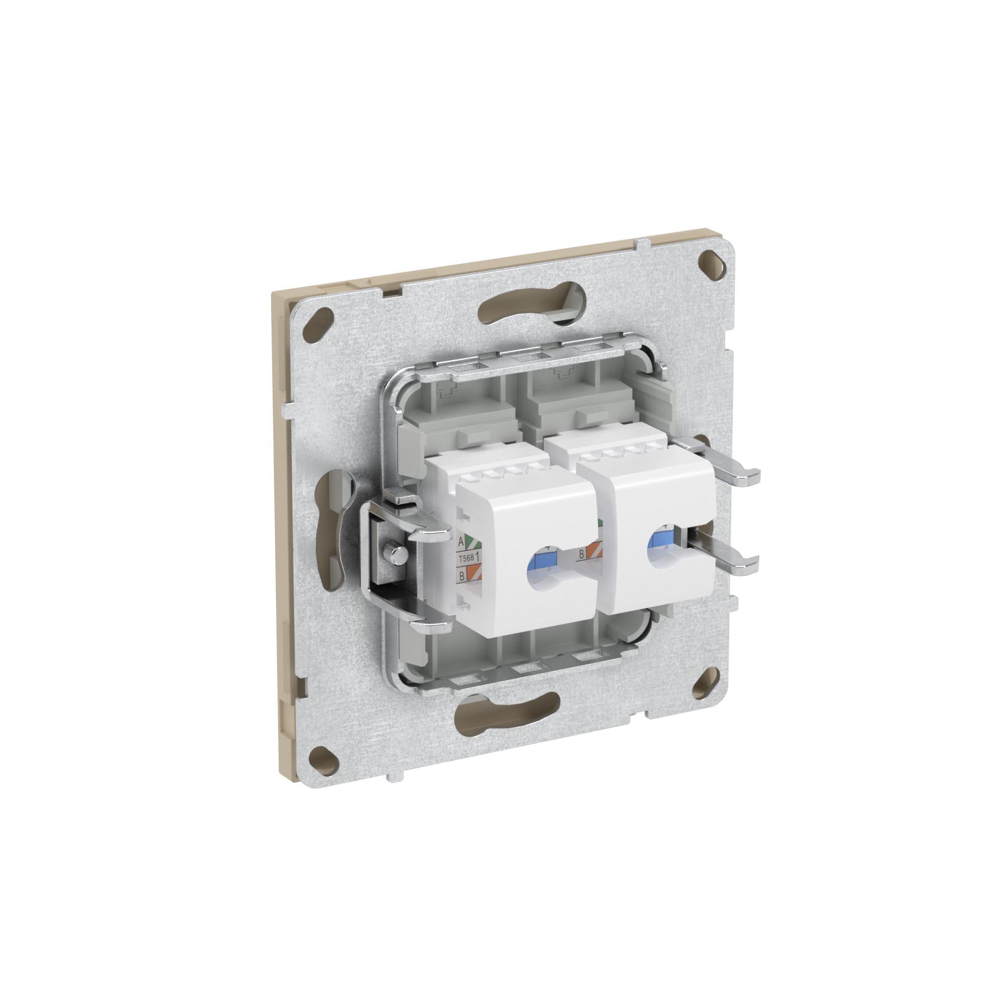 Компьютерная розетка RJ-45 без шторки, кат.5е двойная, KANT, ванильный марципан DKC 7015664