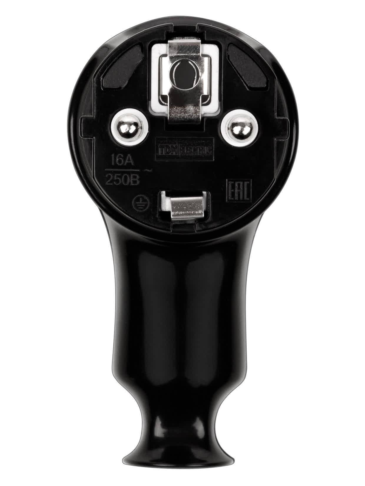 Вилка угловая c/з черная с кнопкой извлечения из сети 16А 250В TDM TDM ELECTRIC SQ1806-0399