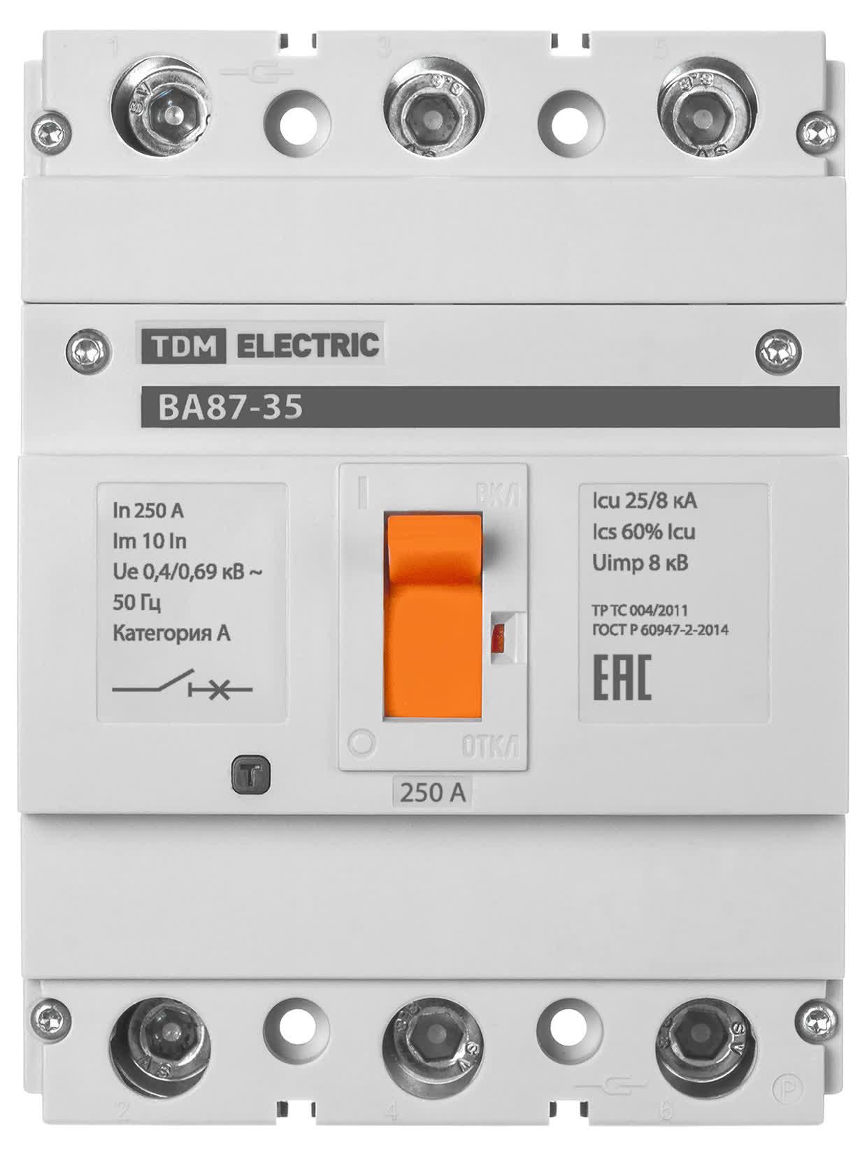 Выключатель автоматический ВА87-35 3Р 250А 25кА TDM ELECTRIC SQ0751-0016