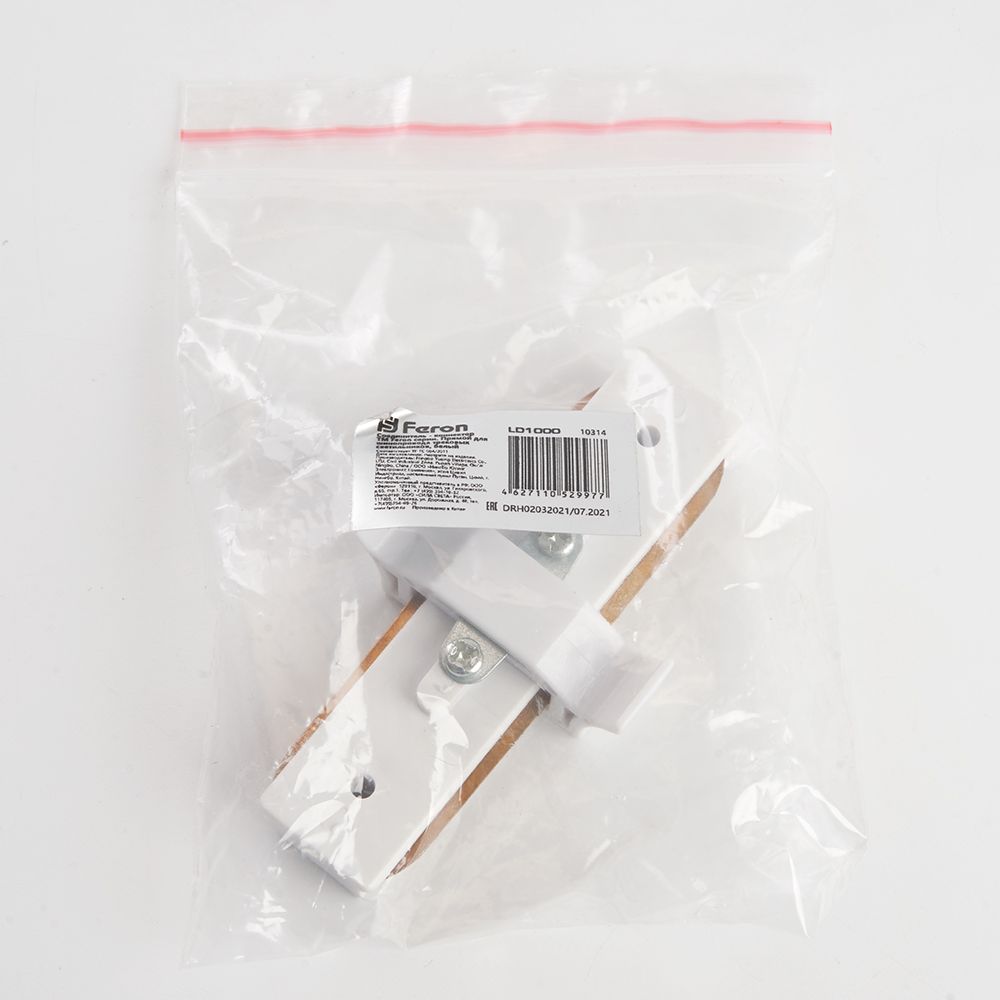 Коннектор прямой белый для шинопровода FERON LD1000 10314