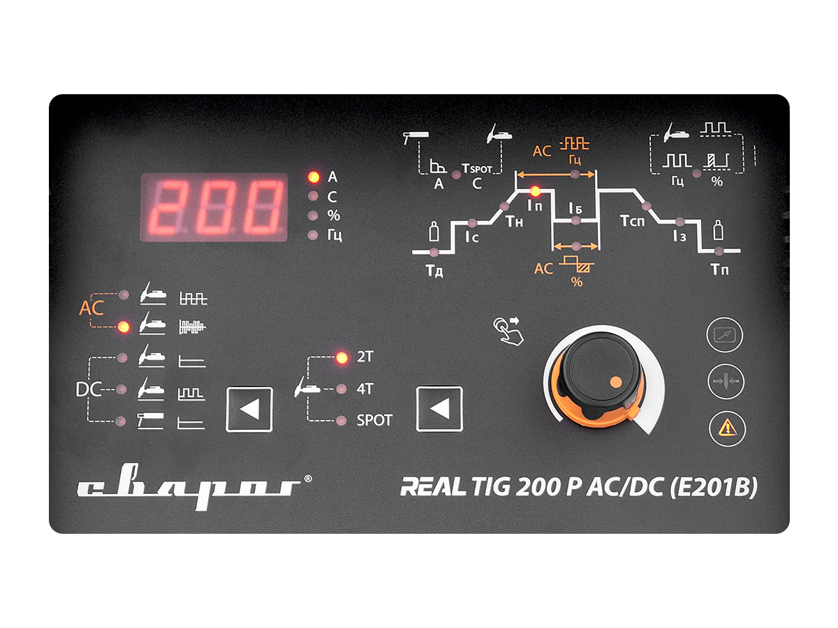 Инвертор сварочный TIG 200 P AC/DC ''REAL'' (E201B) Black (маска+педаль+перчатки) СВАРОГ 00000099292