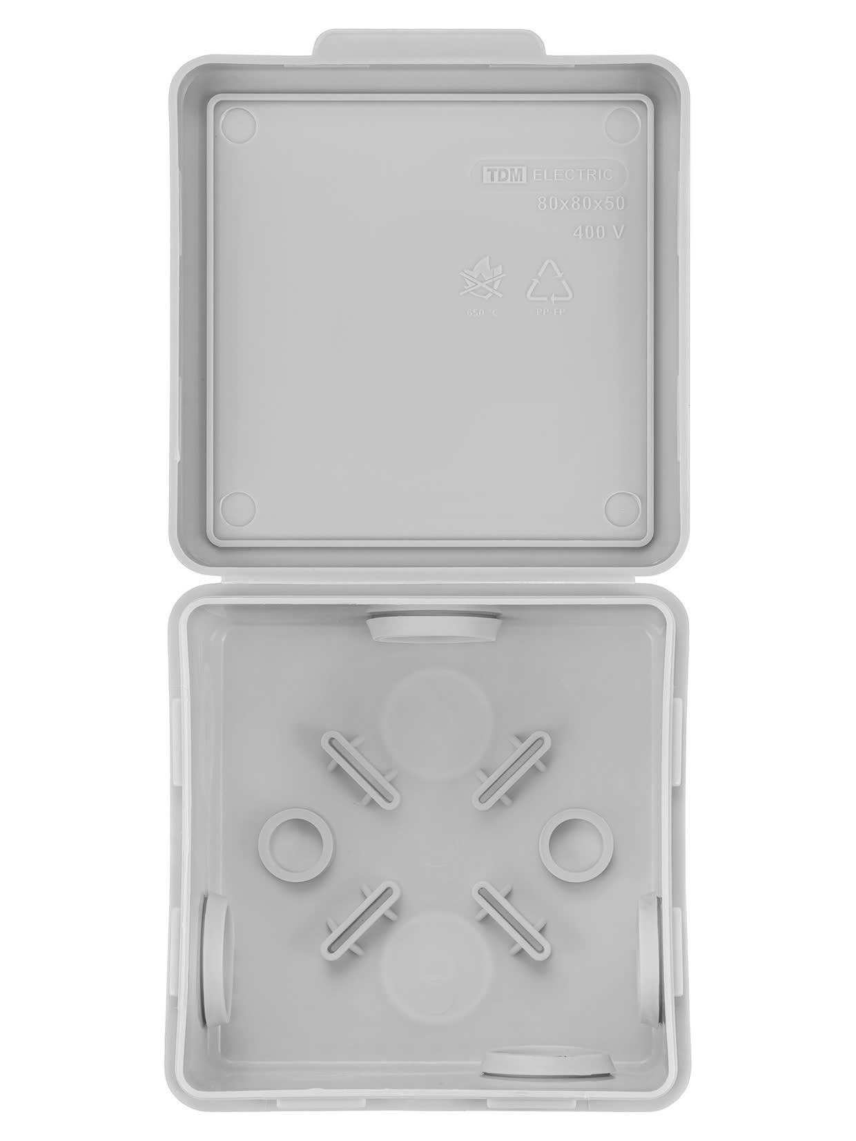 Распаячная коробка ОП 80х80х50мм крышка IP54 7вх. без гермовводов TDM TDM ELECTRIC SQ1401-0812