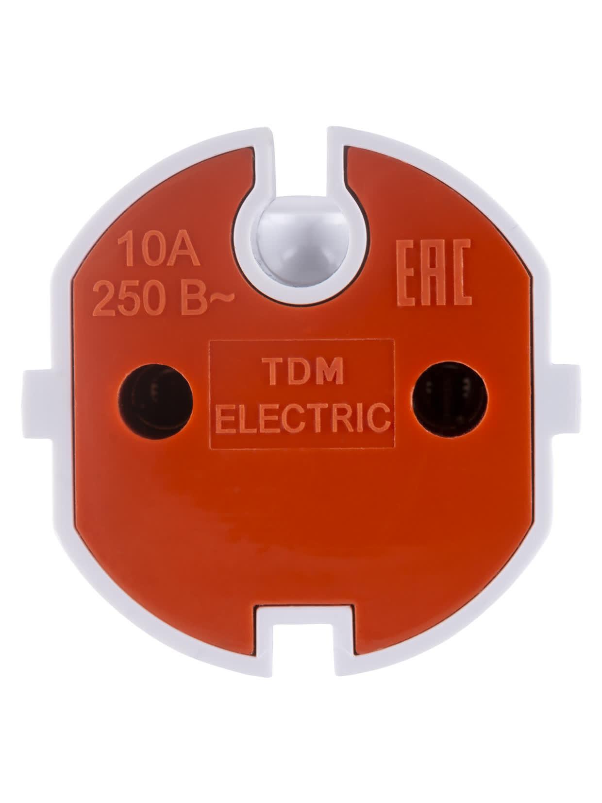 Кабельная розетка б/з белая с красной вставкой 10А 250B белая TDM TDM ELECTRIC SQ1806-0213