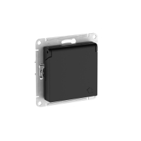 ATLASDESIGN РОЗЕТКА с заземл. со шторк. с крышкой, 16А, IP20,мех., быстрозажимные клеммы, КАРБОН Systeme Electric ATN001046S