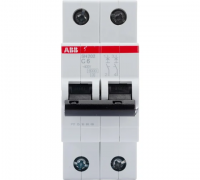 Выключатель автоматический двухполюсный 6А С SH202 6.0кА ABB 2CDS212001R0064
