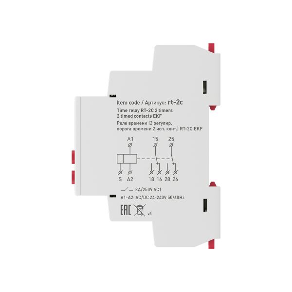 Реле времени RT-2C (2 регулир. порога времени, 2 исп. конт.) PROxima EKF rt-2c