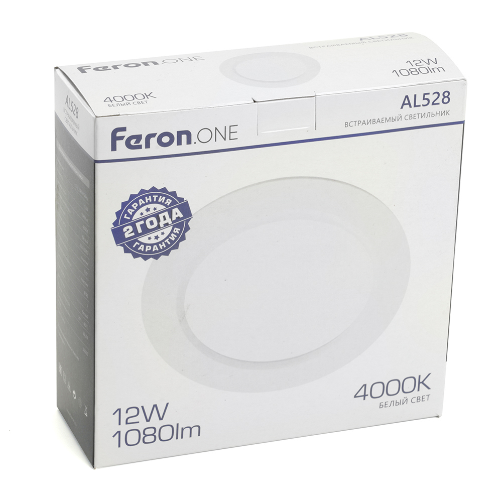 Светильник светодиодный ДВО-12w 4000K 1080Лм slim белый Feron.ONE FERON AL528 48873