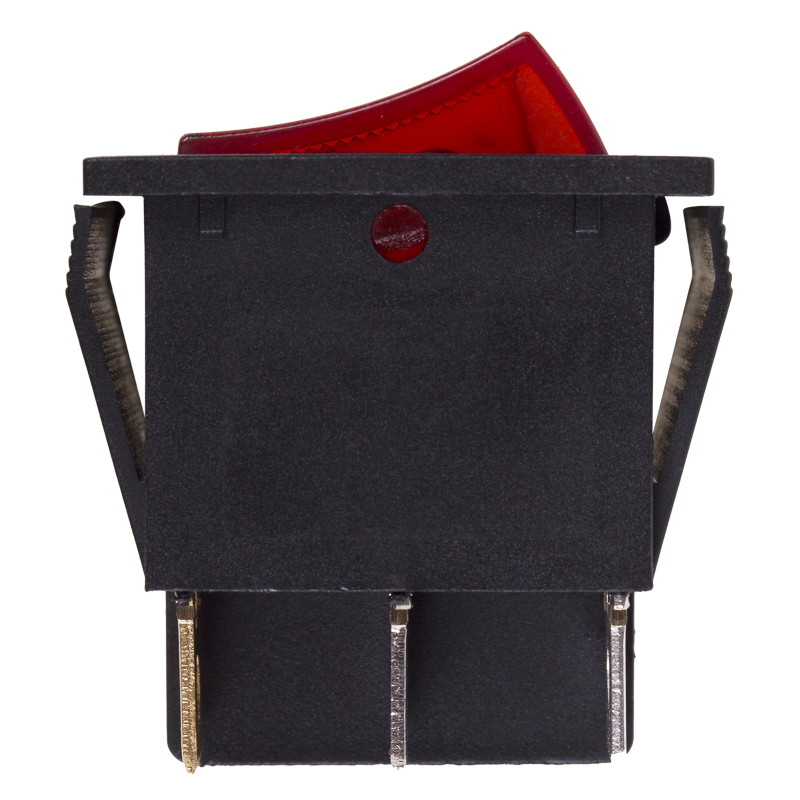 Выключатель клавишный 250V 15А (6с) ON-OFF красный с подсветкой двойной REXANT 36-2410