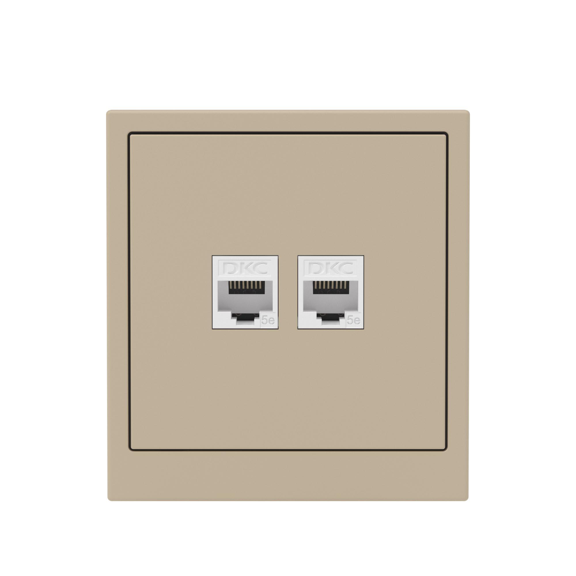 Компьютерная розетка RJ-45 без шторки, кат.5е двойная, KANT, ванильный марципан DKC 7015664