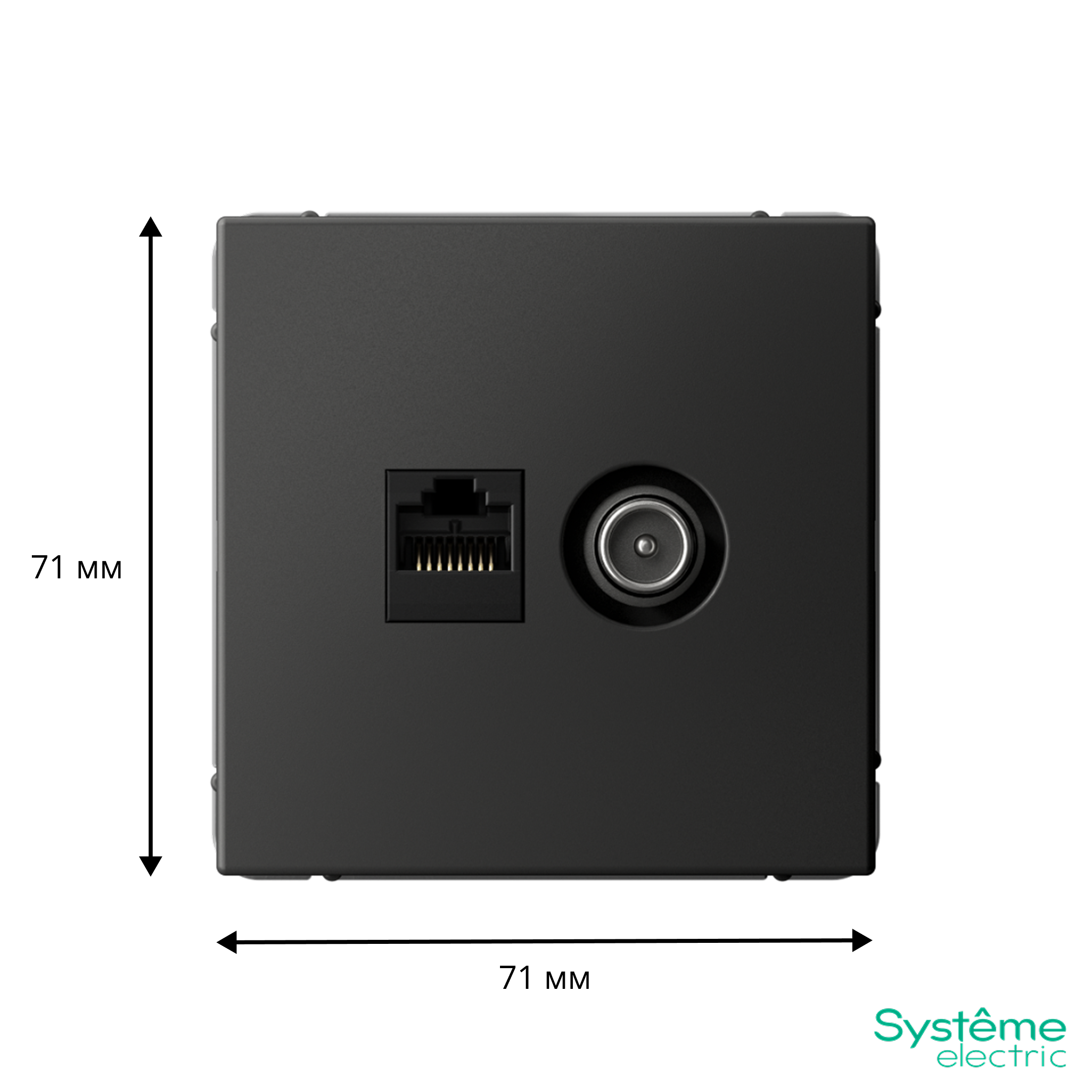 ARTGALLERY розетка двойная ТВ + компьютерная RJ45, кат. 5Е, базальт Systeme Electric GAL001489