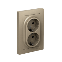 Розетка ATLASDESIGN двойная с заземлением 16А в сборе шампань Systeme Electric ATN000524