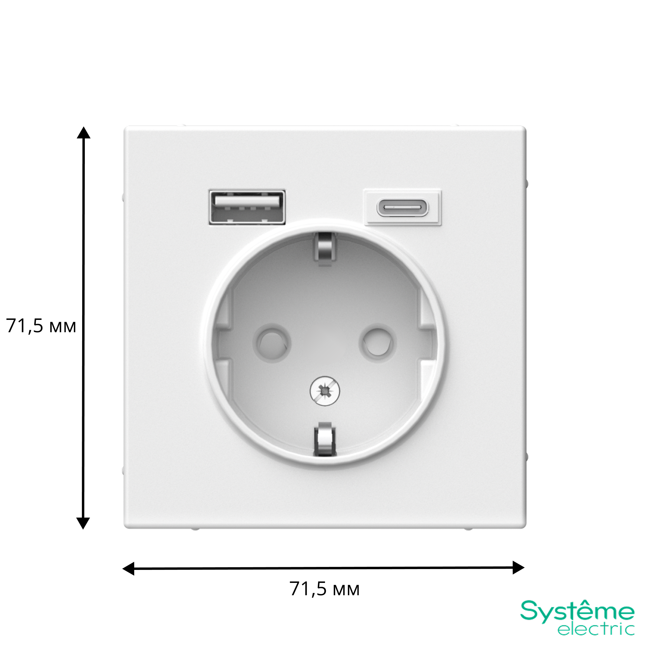 ARTGALLERY розетка 16А с 2 USB A+C, 5В/2,4А/3,0А, 2х5В/1,5А, механизм, белый Systeme Electric GAL000132