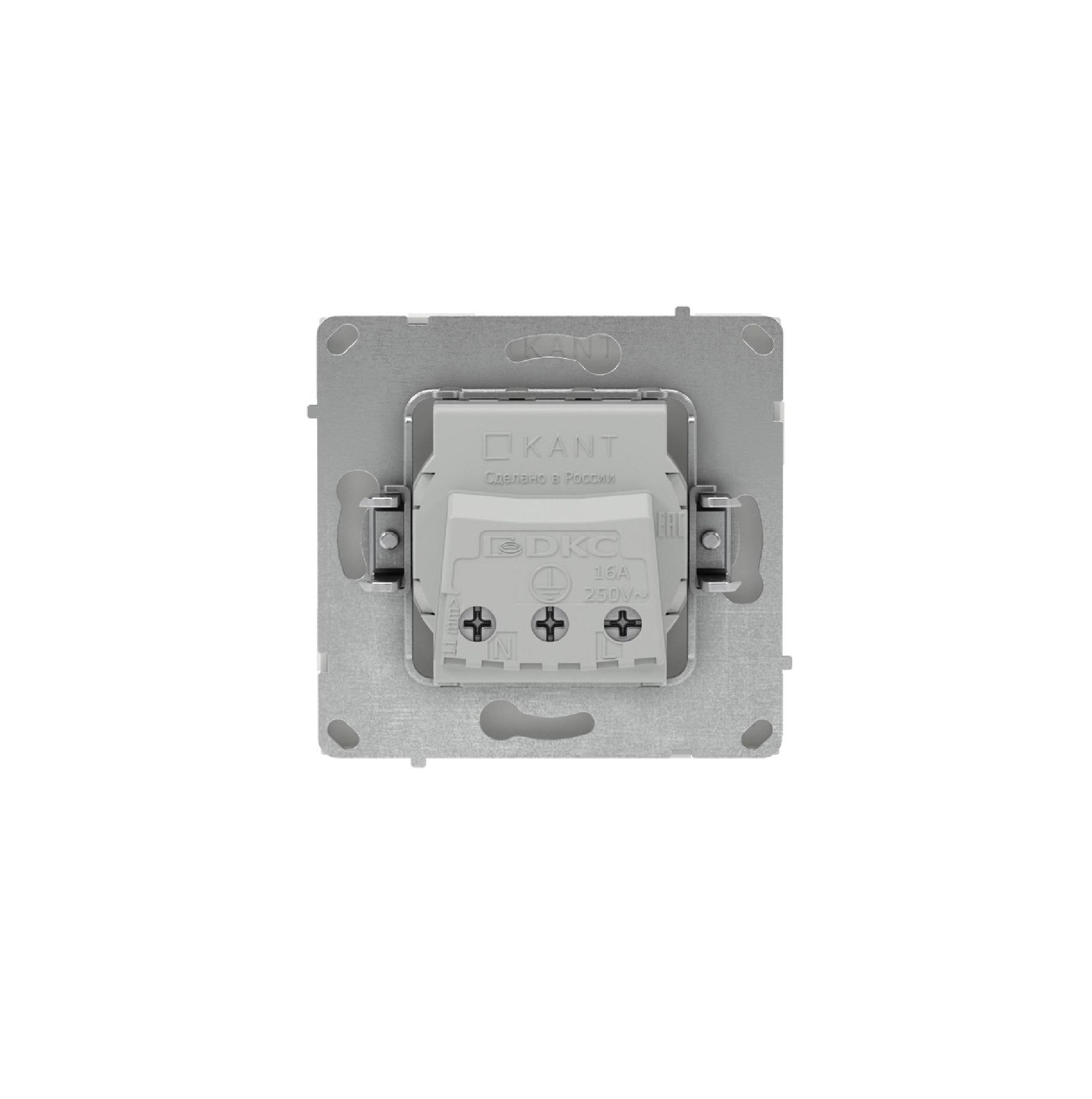 Розетка силовая, 2P+E, с заземлением без з/ш,     KANT, белый песок DKC 7010033