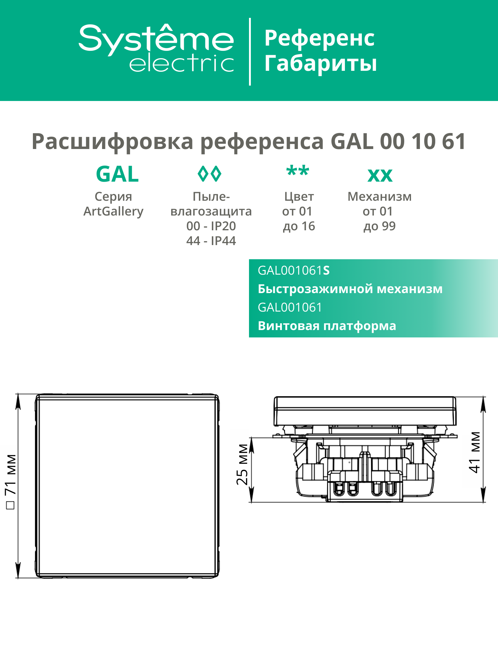 ARTGALLERY 1-клавишный переключатель, сх.6, 10АХ, механизм, карбон Systeme Electric GAL001061