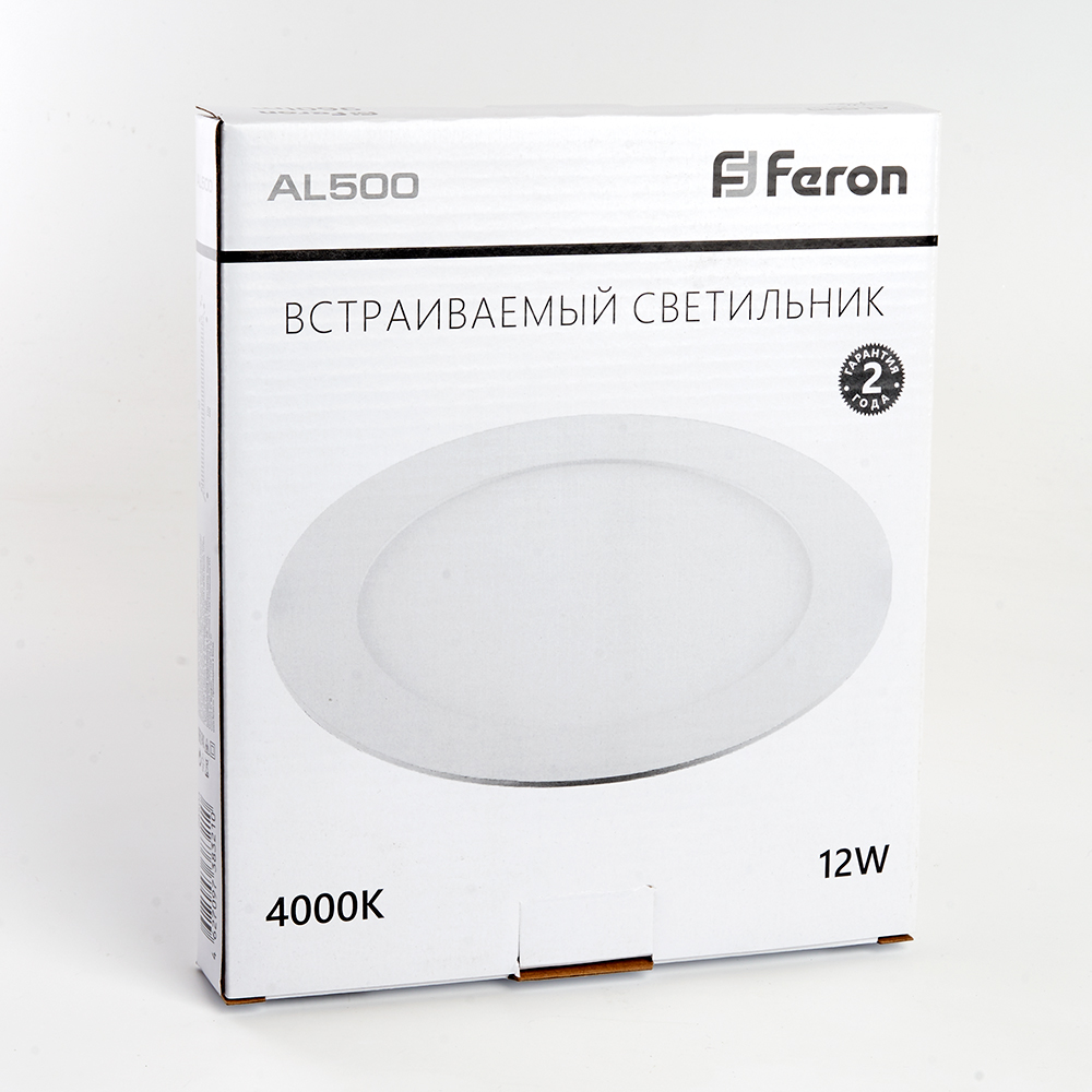 Светильник светодиодный ДВО-12w 4000K 960Лм slim белый FERON AL500 28504