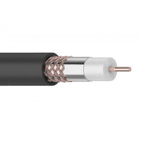 Кабель коаксиальный RG-6U+Cu, 75 Ом, Cu/Al/Cu, 64%, бухта 100 м, черный OUTDOOR, REXANT 01-2222