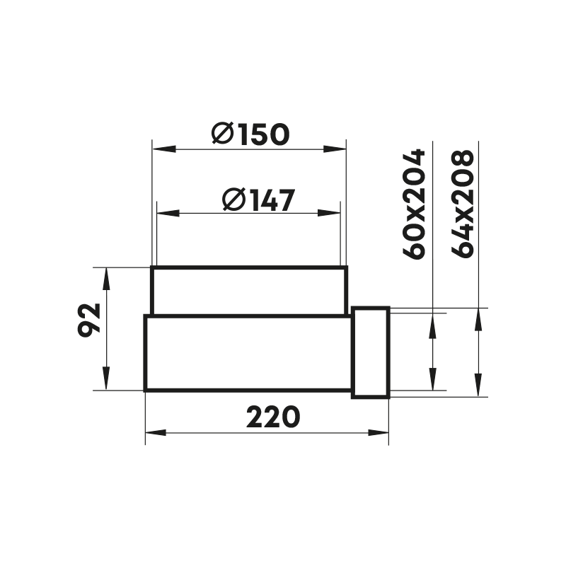 Колено 204х60х150 в индивидуальной упаковке 823 ZERNBERG 10232971 00-023297  
