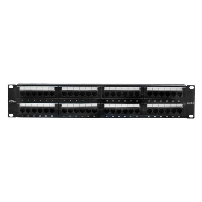 Патч-панель 19'. 48 портов RJ-45. UTP. Cat.5e. 2U SUPRLAN 10-0405