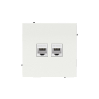 Компьютерная розетка RJ-45 без шторки, кат.5е двойная, KANT, белая магнолия DKC 7000664
