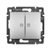 VALENA Выключатель двухклавишный с подсветкой в рамку алюминий Legrand 770128