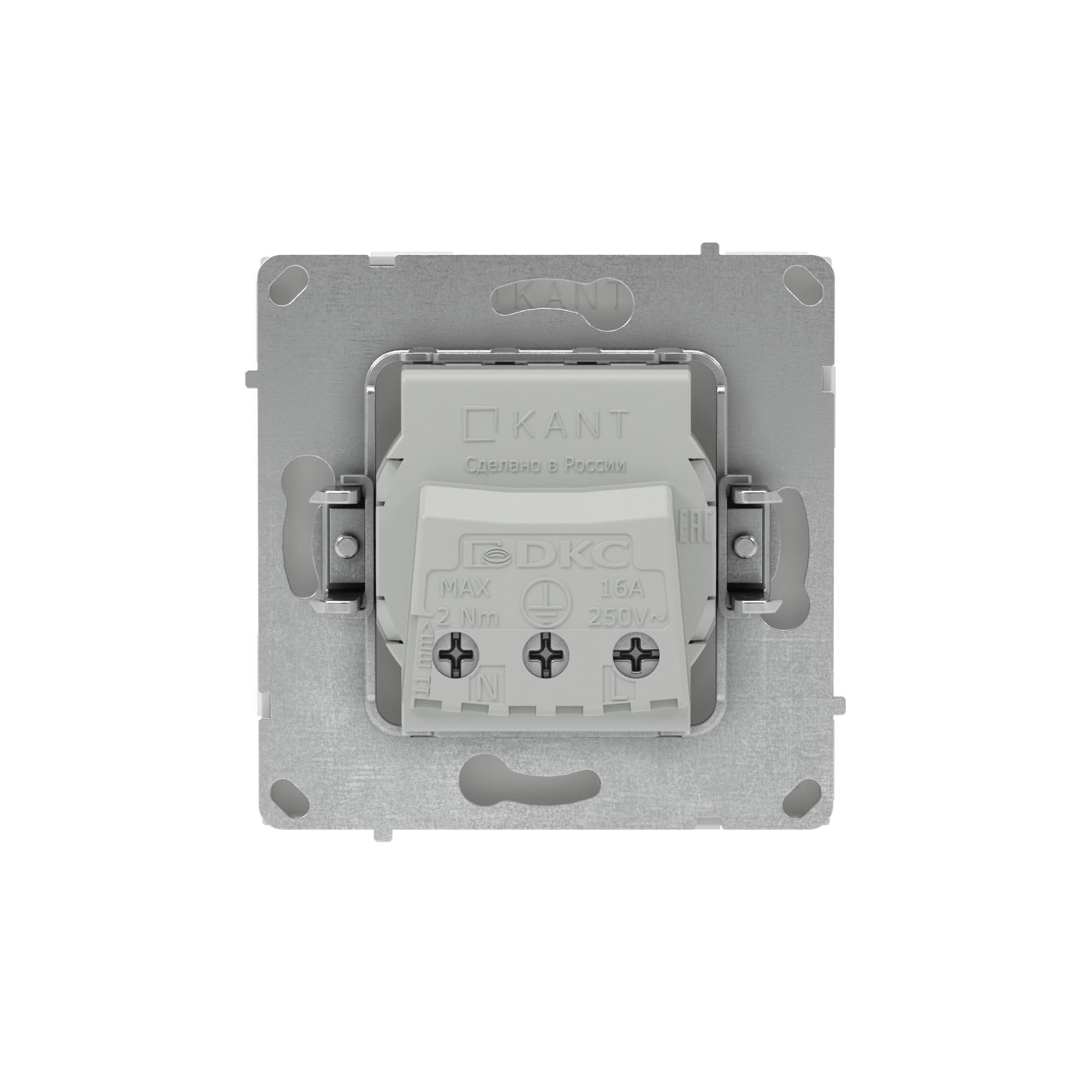 Розетка силовая, 2P+E, с з/ш, KANT, белый песок DKC 7010003