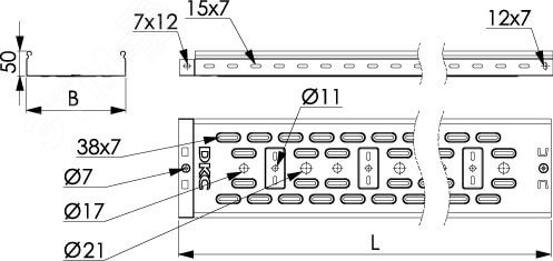 Лоток перфорированный 150х50х2000 DKC 35253