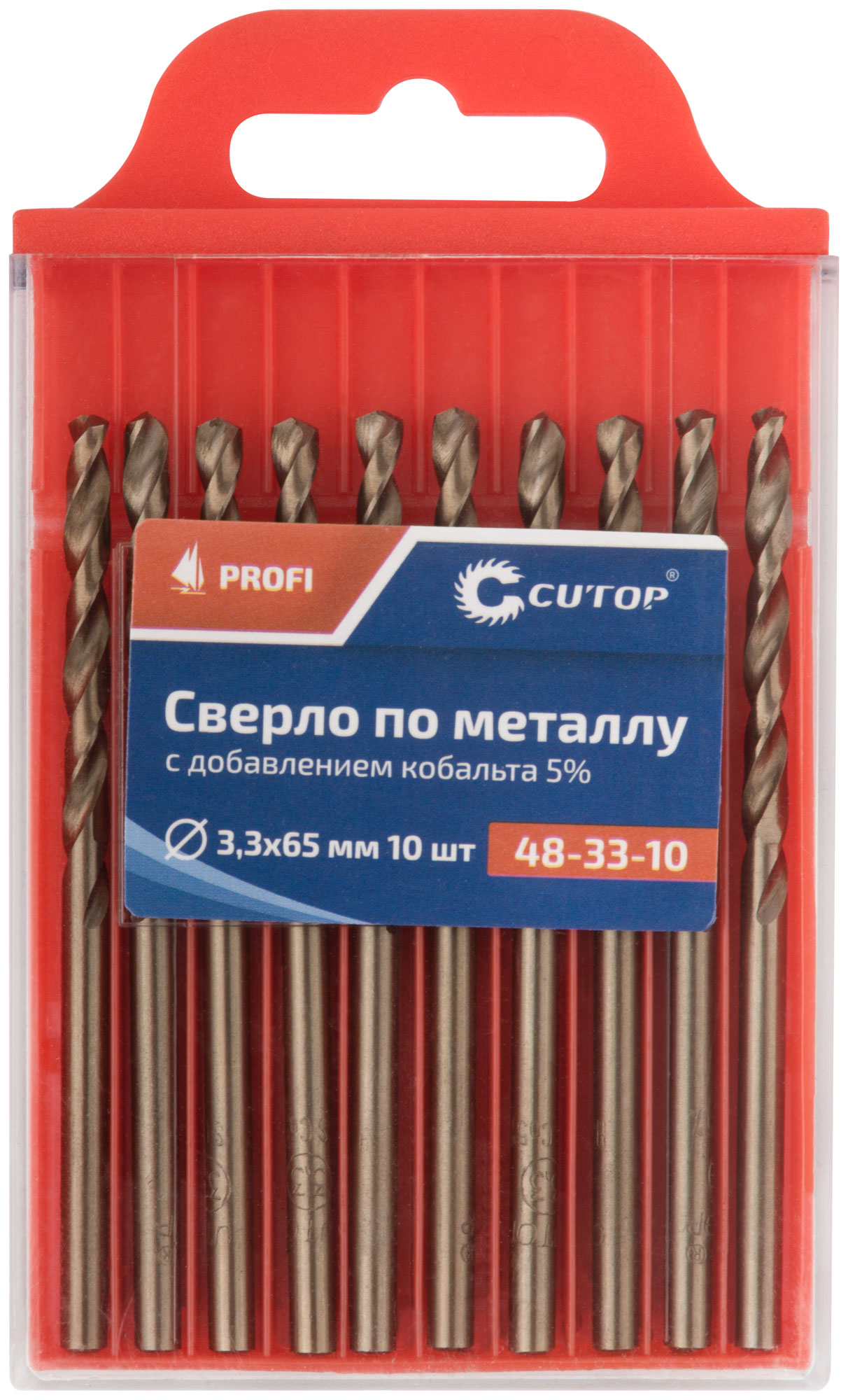 Сверло по металлу Cutop Profi с кобальтом 5%, 3.3X65 мм (10 шт) CUTOP 48-33-10