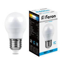 Лампа светодиодная LED 9вт Е27 дневной матовый шар FERON LB-550 25806