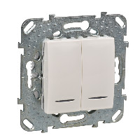 UNICA Переключатель двухклавишный с индикацией в рамку бежевый Schneider Electric MGU5.0303.25NZD