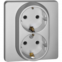 Розетка 2 x 2К+З немецкий стандарт 16 А 250 В~ INSPIRIA алюминий Legrand 673752