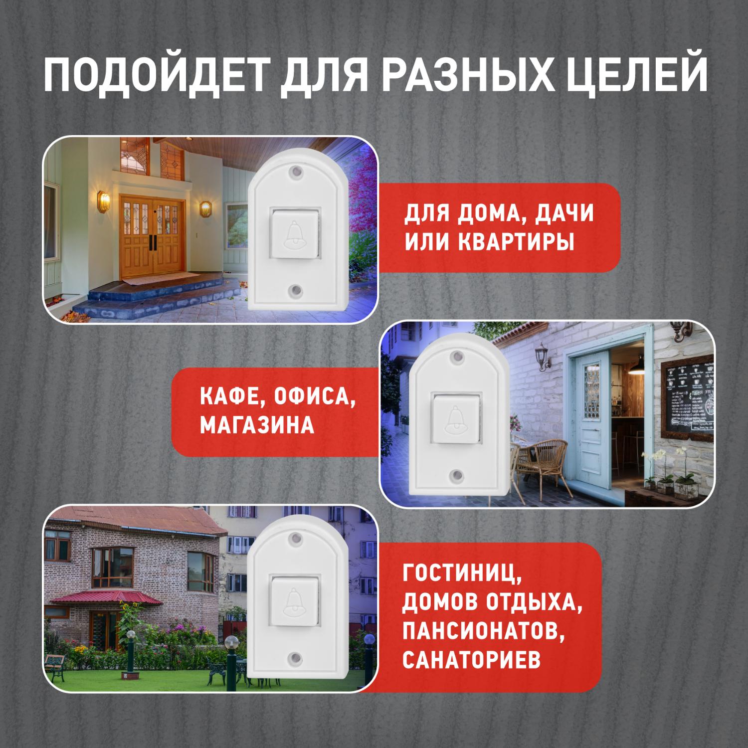 Звонок дверной проводной батарейки 1 мелодия D50 белый ЭРА Б0052882