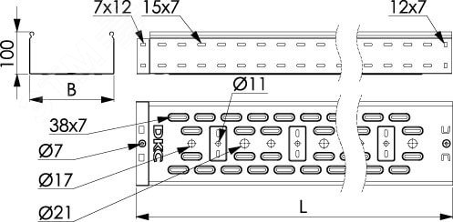 Лоток перфорированный 150х100х3000 DKC 35342