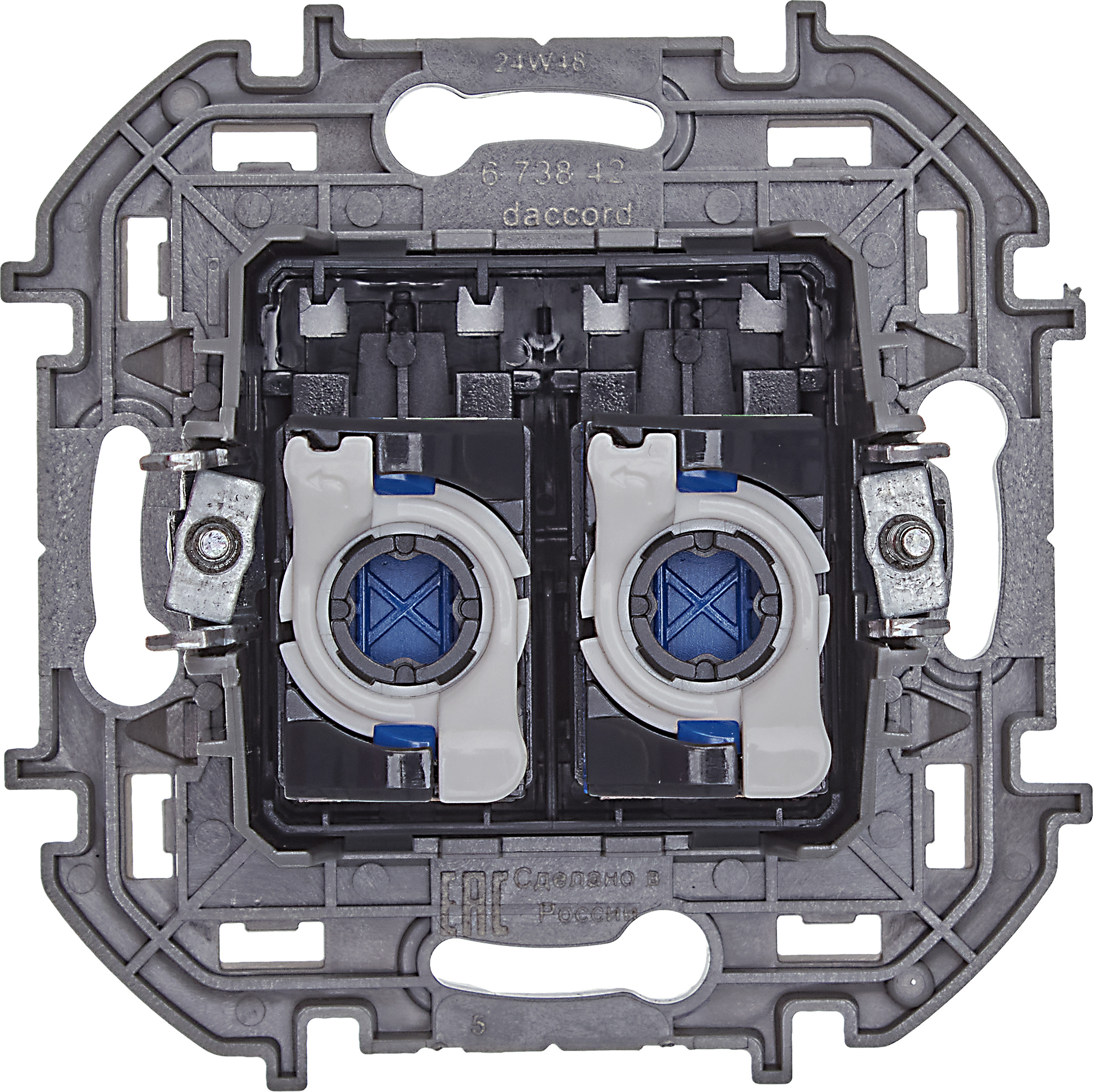 Розетка компьютерная двойная RJ45 категория 6 UTP алюминий INSPIRIA IEK 673842