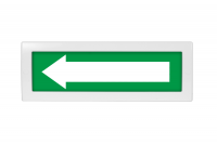 Оповещатель световой, двухстороннее исполнение с петлями для потолочного крепления Молния-2-24 Стрелка зеленый фон Вистл ML-24-D-0012