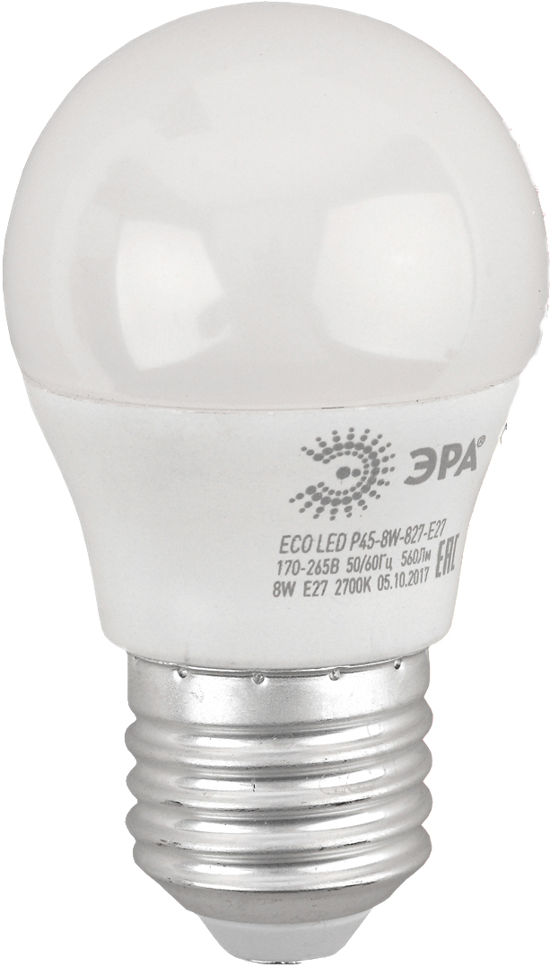 Лампа светодиодная LED 8 Вт 640Лм 2700К шар теплый E27 220-240В ECO LED P45-8W-827-E27 Red Line ЭРА Б0030024