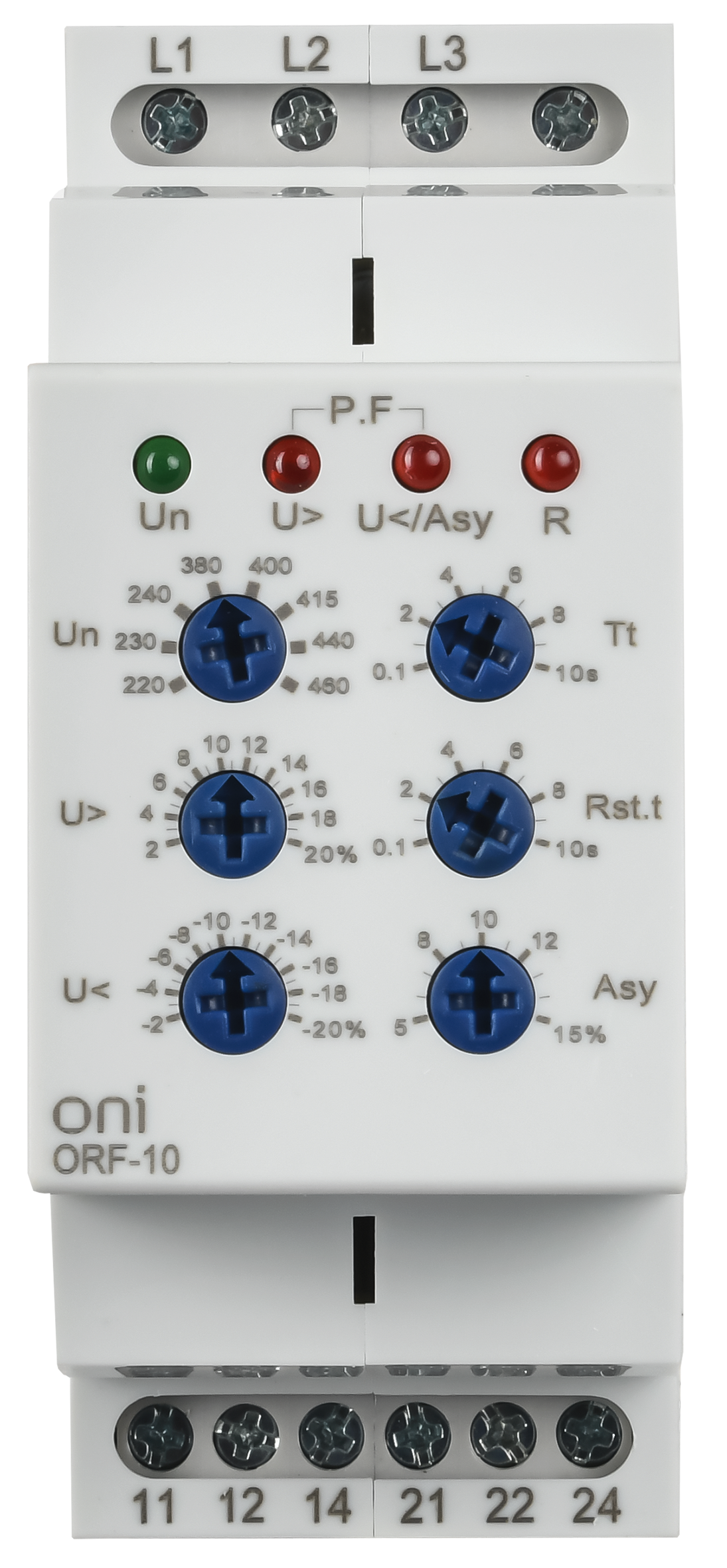 Реле фаз ORF-10 3ф. 2 конт. 220-460В AC ONI ORF-10-220-460VAC