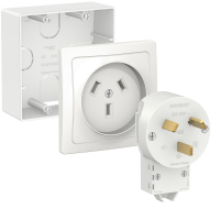 BLANCA СИЛОВОЙ КОМПЛЕКТ 32А, 250 В: розетка,      вилка, подъемная коробка, БЕЛЫЙ Systeme Electric BLNSK003231