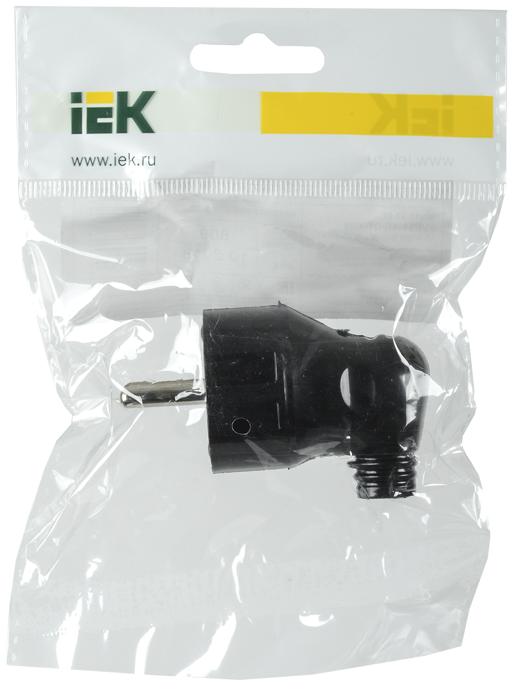 Евровилка угловая черная 16А IEK EVP11-16-01-K02
