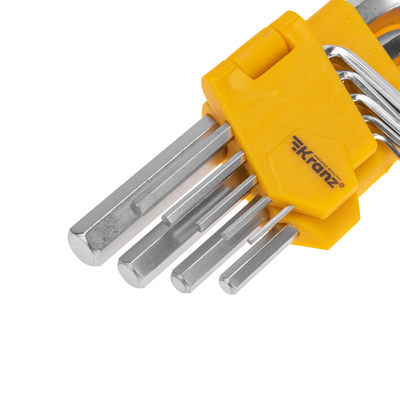 Набор ключей имбусовых HEX 1,5-10 мм, CrV, 9 шт. Kranz KR-12-5215