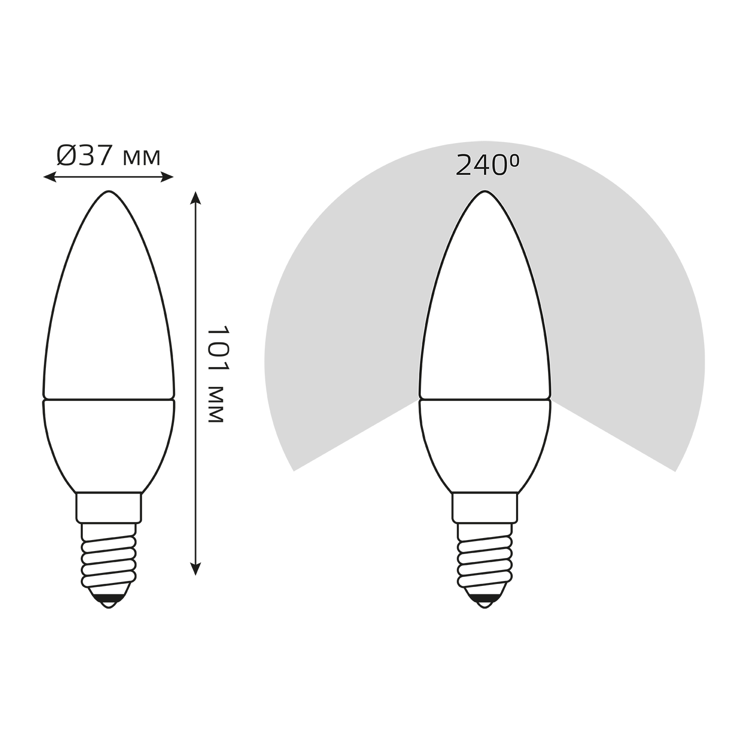 Лампа светодиодная LED 10 Вт 710 лм 3000К AC180-240В E14 свеча теплая  Elementary Gauss GAUSS 33110