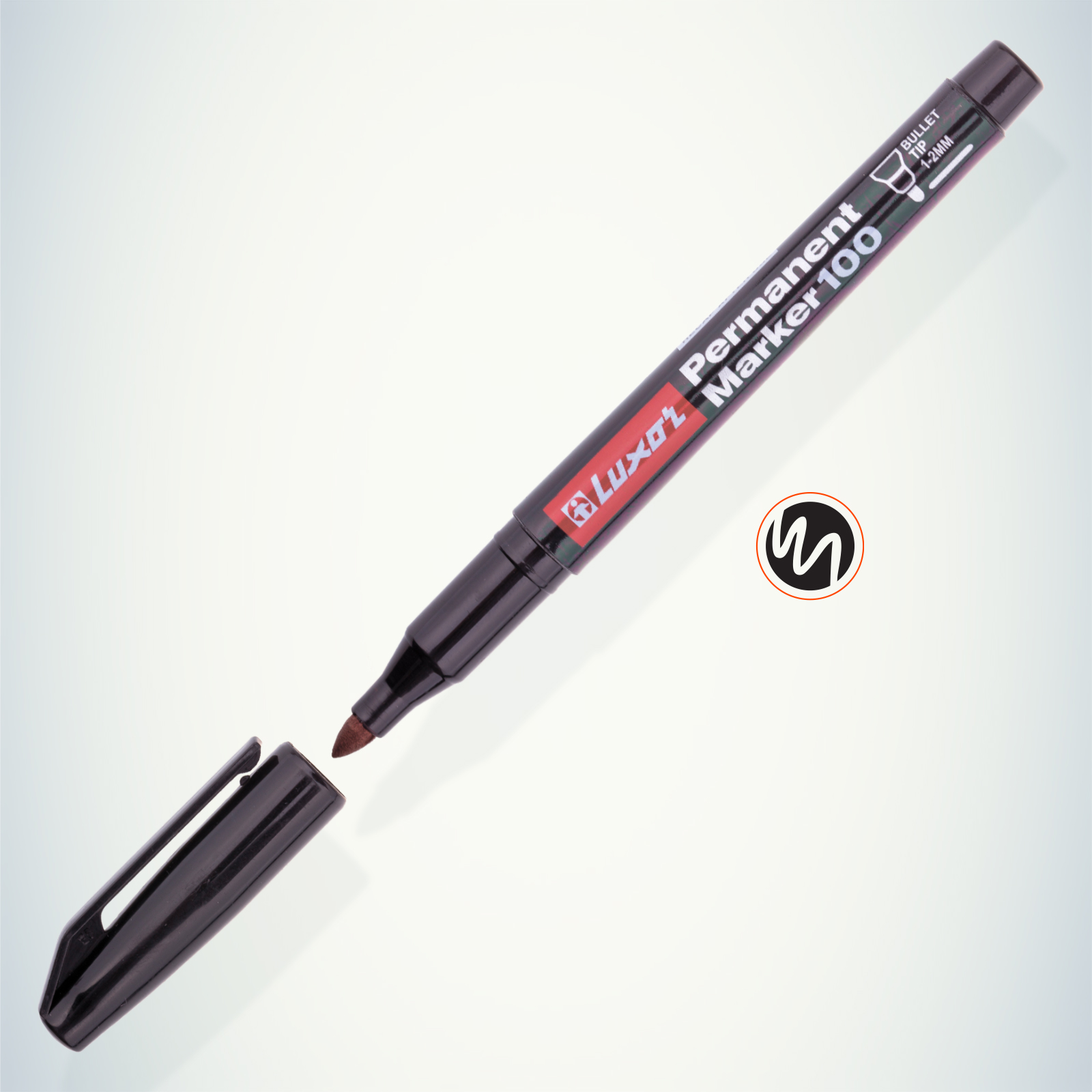 Маркер перманентный Luxor 100 черный, пулевидный, 1-2мм ЭРА Б0048244