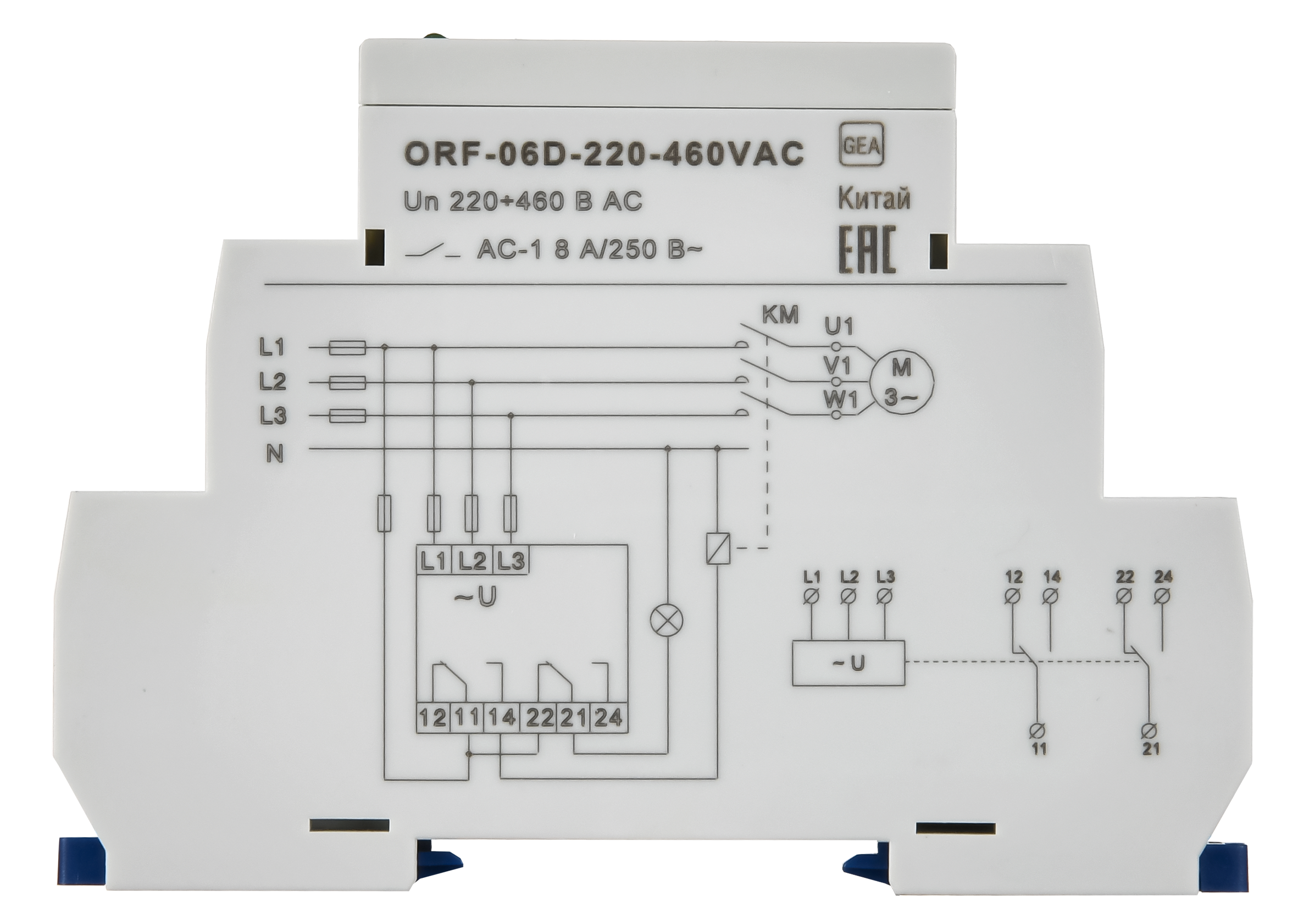 Реле фаз ORF-06D трехфазное 2 контакта 220-460В AC ONI ORF-06D-220-460VAC