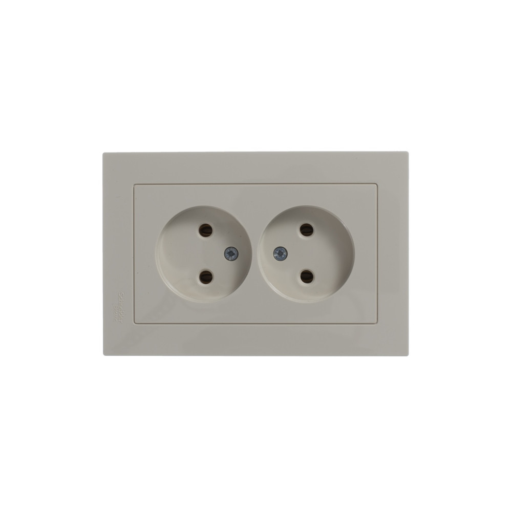Розетка ATLASDESIGN двойная без заземления 16А в сборе бежевый Systeme Electric ATN000220