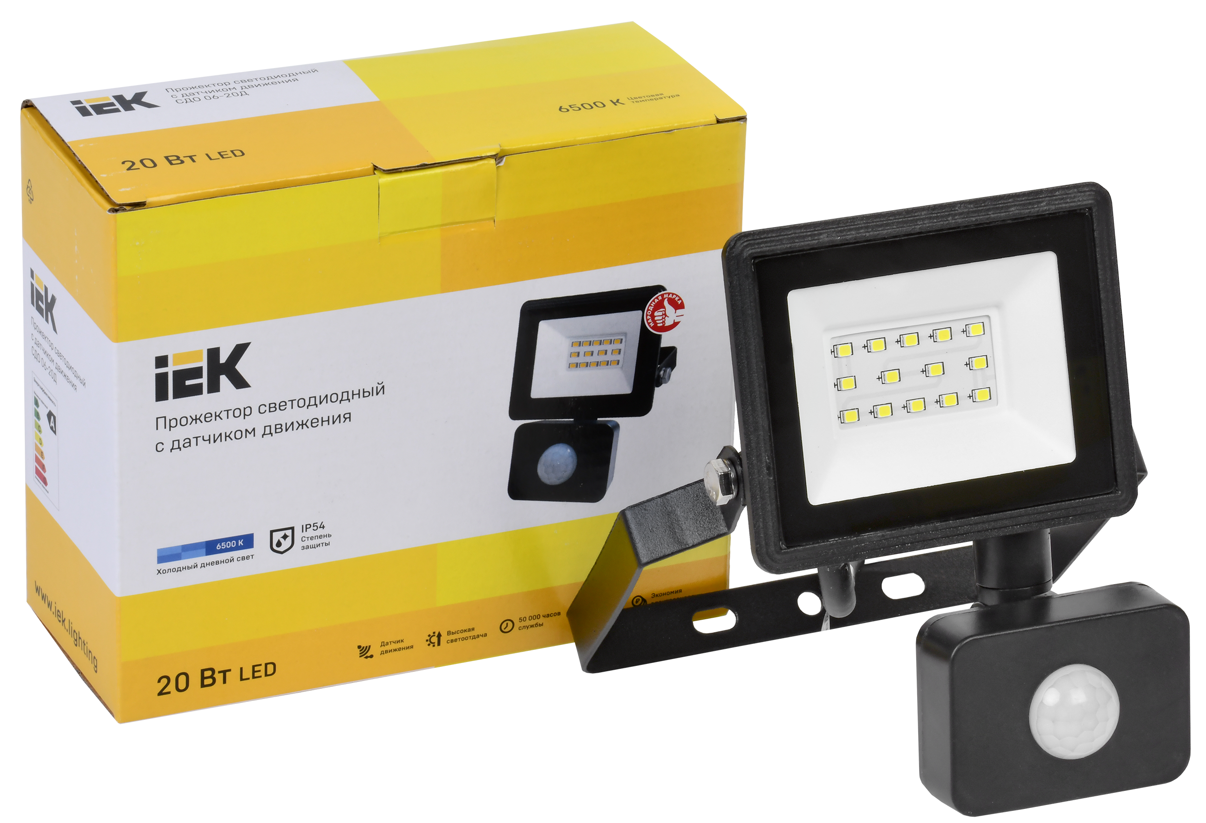 Прожектор СДО 06-20Д светодиодный черный с ДД IP54 6500K IEK LPDO602-20-65-K02