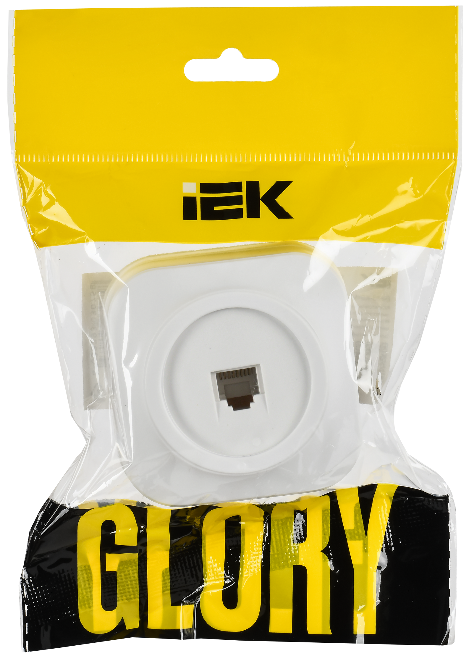 GLORY Розетка для открытой установки компьютерная RJ45 кат.5E РК10-ХБм белый матовый IEK EKH10-K01M